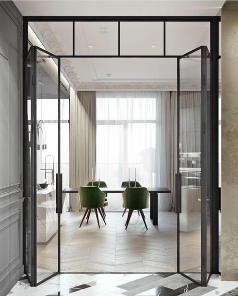 Indoor Glass Doors, Modern Appartement, Apartment Entryway, Apartment Luxury, Trendy Apartment, Modern Entryway, Cool Apartments, Contemporary Home Decor, Modern Apartment