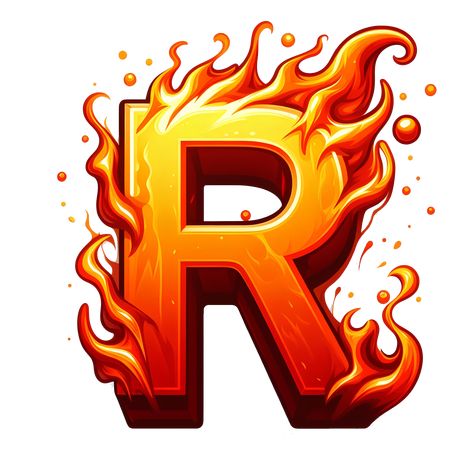 AI generated R - Alphabet Letters from Fire, in cartoon style, transparent background Fire Letters, Fire Alphabet, Font Styles Alphabet, Alphabet R, Fire Font, Alphabet Style, Photo Art Frame, Letter Logo Design, Logo Banners