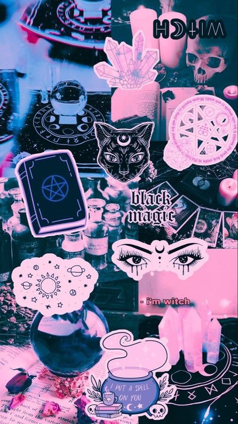 Pink Horror Wallpaper Iphone, Pink Witch Aesthetic Wallpaper, Pink Spooky Wallpaper, Witch Wallpaper Aesthetic, Halloween Witch Wallpaper, Halloween Lockscreen Aesthetic, Witch Aesthetic Wallpaper, Witch Background, Bubblegum Witch