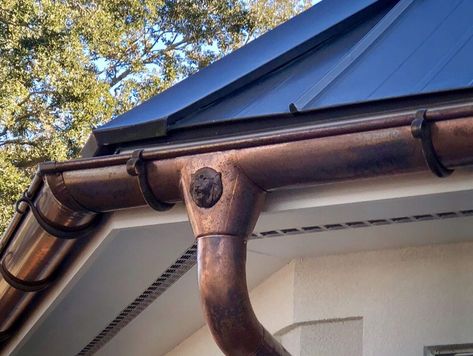 How Long Do Copper Gutters Really Last? Beach House Outside, Gutter Drainage, Gutter Protection, Green Building Materials, Seamless Gutters, Copper Gutters, How To Install Gutters, Copper Roof, Quaint Cottage