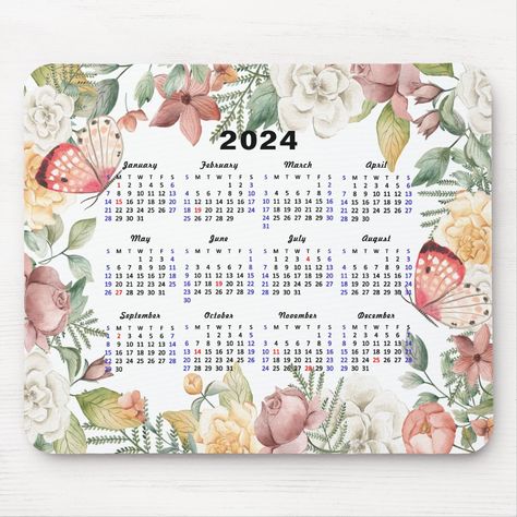 Flower Calendar, Sticker Organization, Business Holiday Cards, Floral Greenery, 2023 Calendar, Calendar Ideas, Planner Organiser, 2024 Calendar, Planner Bundle