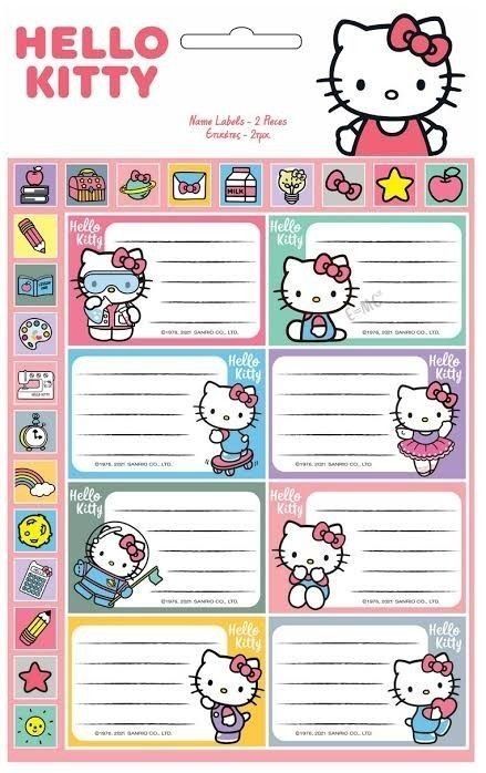 Hello Kitty School, Notebook Labels, Hello Kitty Printables, ليلو وستيتش, Hello Kitty Imagenes, Hello Kitty Crafts, School Labels, Hello Kitty Birthday, Sticker Template