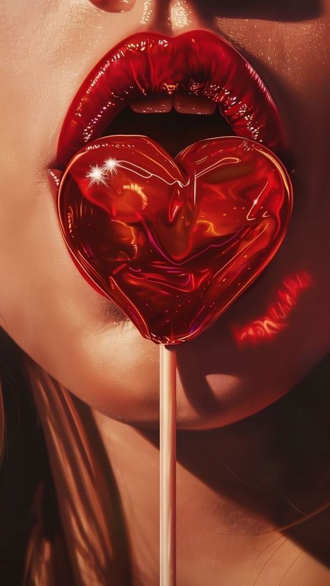 Lips Lollipop, Lollipop Lips, Permanente Make-up, Lip Wallpaper, Tableau Art, Lip Art, Etsy Sales, Canvas Wall Decor, Red Aesthetic