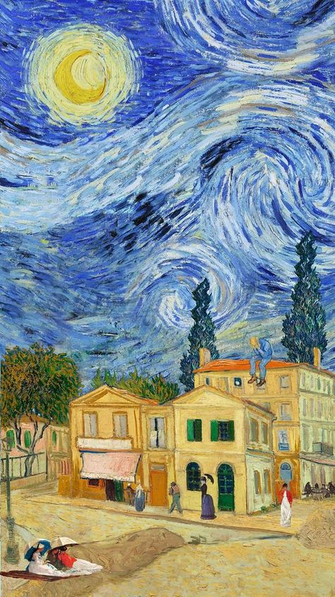 The Yellow House Van Gogh, Yellow House Van Gogh, House Iphone Wallpaper, Vincent Van Gogh Yellow, Van Gogh Yellow, Prom Poster, Prom Posters, Van Gogh Wallpaper, Kids Art Studio