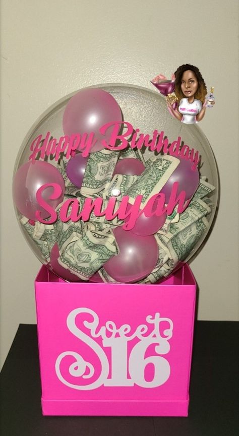 Graduation Balloon Bouquet Ideas, Ballon Stuffing Ideas, Stuffed Balloon Ideas Gifts Diy, Sweet 16 Balloon Bouquet, Money In Balloon Gift Ideas, Bobo Balloon Ideas Birthday, Ballon Money Gift Ideas, Money Balloon Surprise, Balloon Money Gift Ideas