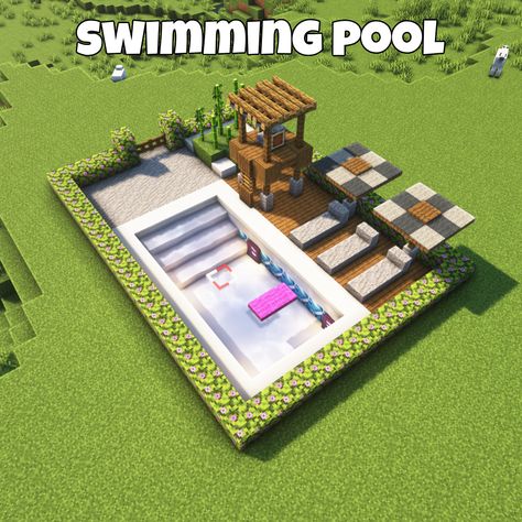 Minecraft House With Pool, Pool Ideas Minecraft, Minecraft Resort Ideas, Minecraft Beach Decorations, Things To Build In Minecraft Creative, Minecraft Decorating Ideas, Minecraft Bathtub, Minecraft Pools, Minecraft Hot Tub