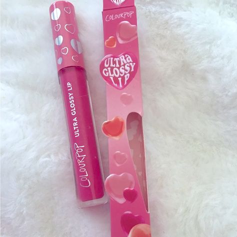 Colourpop Limited Edition Valentine Ultra Glossy Lip Taken New In Box Sand Logo, Lipgloss Packaging, Colourpop Lip, Nice Makeup, Colourpop Makeup, Pink Cosmetics, Lip Gloss Colors, Pink Lip Gloss, Eyeliner Makeup