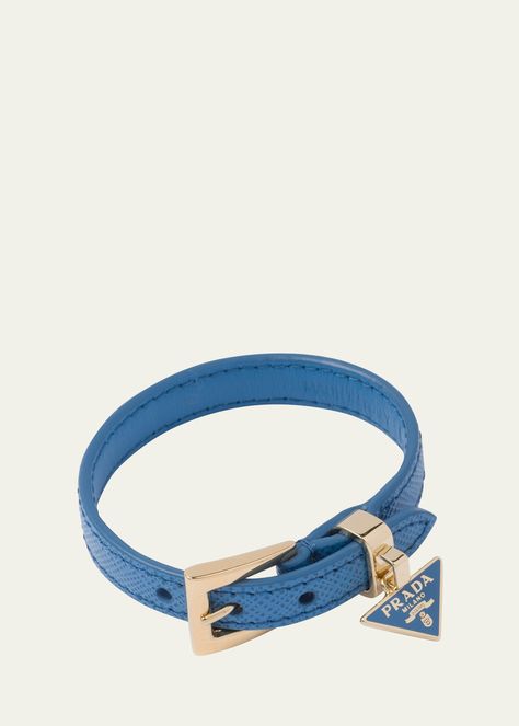 Shop or share your style of the product on ModeSens! Prada buckle bracelet in saffiano calf leather  Signature triangle logo  Made in Italy Dog Collar Design, Designer Dog Accessories, Prada Triangle, Bracelets Chain, Cute Ear Piercings, Designer Bracelets, Luxury Bracelet, Prada Saffiano, Buckle Bracelet