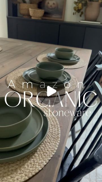 Donna Delaine Dyck / Home decor & design on Instagram: "I’m loving this GREEN organic dinnerware..so gorgeous. 
Comment ‘shop’ for links! 

I’ve been wanting a green dinnerware set for a while..but didn’t want to pay a fortune. Enter Amazon and this QUALITY organic looking stoneware set for 6! 
I think this set was made for my house..I’m slightly obsessed with this color. 

To shop: click link in bio and head to my Amazon storefront!
Or comment ‘shop’ and I’ll send a link to your dm! 

#amazonfinds #amazonhome #dinnerware #stoneware #greendinnerware #modernorganic" Dinner Table Round, Organic Dinnerware, Dish Sets Dinnerware, Green Dinnerware Set, Green Dinnerware, Green Bowl, Amazon Storefront, Dish Sets, Organic Modern