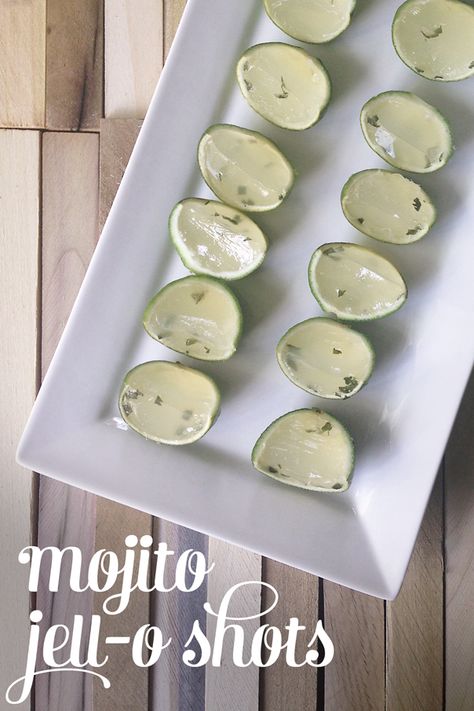 Mojito Jell-O Shots // Feast + West Mojito Jello Shots Recipe, Mojito Shots, Fruit Jello Shots, Mojito Jello Shots, Red Hots Candy, Alcoholic Treats, Jell O Shots, Pudding Shots, Cocktail Shots