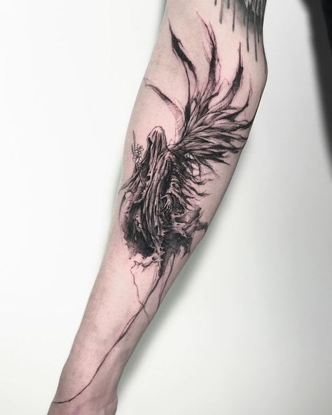 Decide Tattoo, Ma Tattoo, Hard Tattoos, Attack On Titan Tattoo, Lioness Tattoo, Grim Reaper Tattoo, Soul Tattoo, Reaper Tattoo, Demon Tattoo