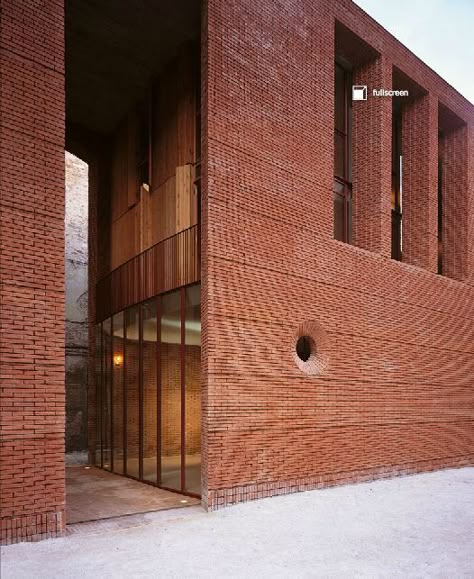 contemporary brick building Historical Building Renovation, Narrow Windows, Homes Architecture, China Architecture, Red Brick Wall, Brick Arch, Brick Art, Brick Masonry, Building Renovation