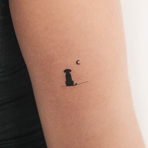 Dogs and moons 🐕🌙 #temporarytattoos #smalltattoos Cat And Dog Moon Tattoo, Dog On The Moon Tattoo, Doggie Tattoos Ideas, Cat And Dog Matching Tattoo, Dog And Moon Tattoo, Luna Dog Tattoo, Moon Dog Tattoo, Dog Moon Tattoo, Sleeping Dog Tattoo