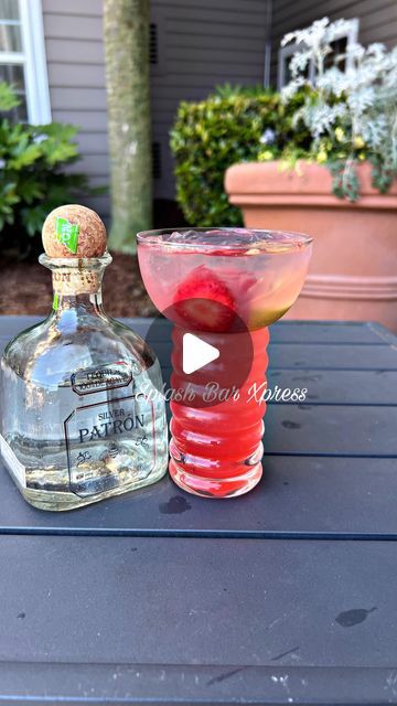 Mixed Drinks With Patron Tequila, Margarita Drinks Recipes, Patron Drinks Recipes, Tequila Bar Ideas Parties, Patron Margarita Recipe, Patron Drinks, Tequila Bar, Patron Tequila, Strawberry Lime