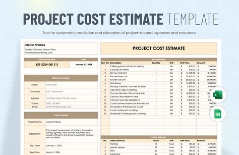 Project Cost Estimate Template Watch Sketch, Indesign Free, Kitchen Wall Units, Estimate Template, Building Costs, Education Templates, Software Projects, Commercial Construction, Google Sheets