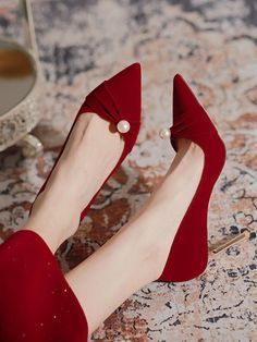 Red Elegant Wedding, Stylish Shoes Heels, Bride Heels, Wedding High Heels, Fancy Heels, Heels Patterns, Fashion Shoes Heels, Shoes Heels Classy, Cute Shoes Heels