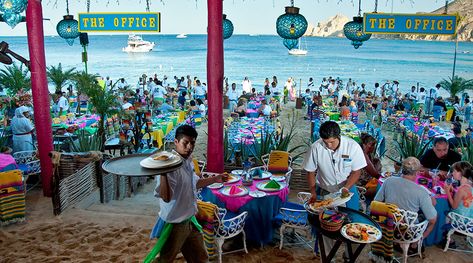 The Office, Cabo - best place we ate on our vacation - incredible food, toes in the sand, gorgeous sunset! Medano Beach Cabo, Cabo San Lucas Restaurants, Cabo Vacation, Mexico Cruise, Cabo San Lucas Mexico, San Jose Del Cabo, Baja California Sur, Beach Bars, San Lucas