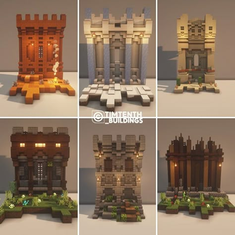 Minecraft Wall Ideas, Minecraft Castle Walls, Minecraft Wall Designs, Minecraft Building Guide, Minecraft Wall, Minecraft Structures, Minecraft Interior Design, Bangunan Minecraft, Easy Minecraft Houses