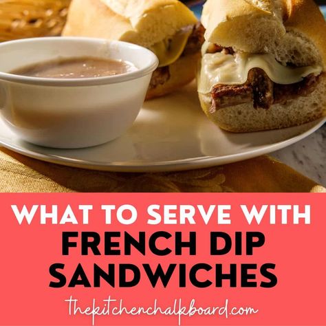 What to serve with french dip sandwiches. What are the best soups, side dishes, vegetables, and salads. Are french dip sandwiches healthy Sides With French Dip Sandwich, Side Dish For French Dip Sandwich, What To Serve With French Dip Sandwiches, French Dip Sides Dishes, French Dip Sides, French Dips, French Dip Subs, Hot Roast Beef Sandwiches, French Dip Sliders