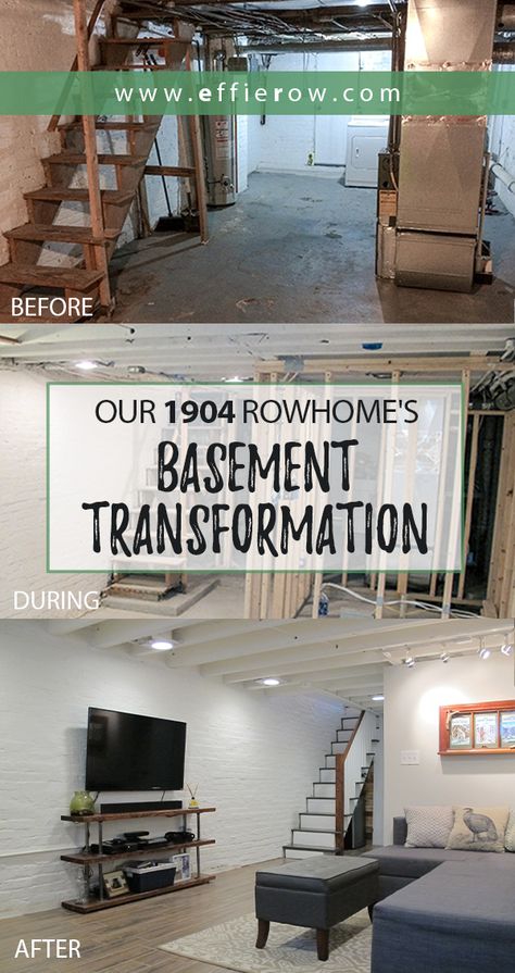 Cozy Chic Basement Reno with Exposed Painted Joists & Wood Tile Floors Diy Basement Laundry Room Makeover, How To Make An Unfinished Basement Cozy, Designer Basement, Chic Basement, Basement Style, Basements Ideas, Basement Laundry Room Makeover, Basement Remodeling Before And After, Basement Bathrooms