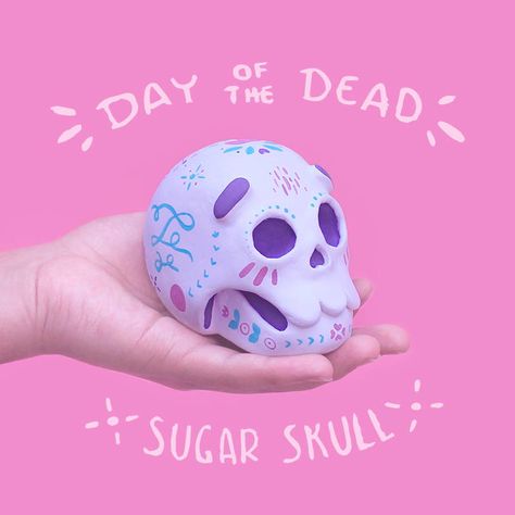 This is a hard clay made sugar skull, so you'll be able to use it for years to decorate your house during Day of the dead. By @Trazofresco @trazo_fresco  https://www.etsy.com/listing/482238051/dia-de-los-muertos-sugar-skull-figure Sugar Skull Clay, Pasta Francesa, Clay Creations, Day Of The Dead, Dia De Muertos, The Dead, Sugar Skull, Polymer Clay, Candy