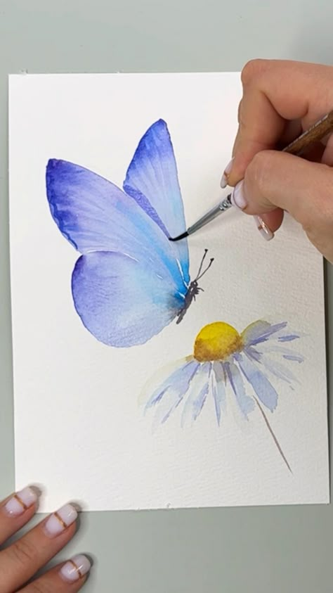 Easy watercolor butterfly tutorial #watercolor #tutorial #butterfly Paint Easy Butterfly, Easy Butterfly, Butterfly Art Drawing, Butterfly Tutorial, Painting Flowers Tutorial, Learn Watercolor Painting, Butterfly Art Painting, Paintings For Beginners, Paint Easy