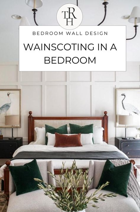 Discover how to elevate your bedroom with elegant wainscoting. Our guide provides wall wainscoting ideas that can turn your master bedroom into a beautiful haven. Perfect for DIY enthusiasts looking to refresh their space. Head to our blog to learn more about wainscoting in the bedroom and other home renovation and remodel ideas. Wainscoting Bedroom Accent Wall, Bedroom Wainscoting Ideas, Elegant Wainscoting, Wall Wainscoting Ideas, Square Paneling, Wall Wainscoting, High Ceiling Bedroom, Bedroom Wainscoting, Diy Interior Design Projects