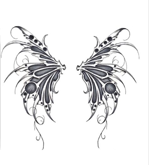 Dark Fairy Wings Back Tattoo, Fairy Wing Drawing, Gothic Fairy Wings Tattoo, Goth Fairy Wings Tattoo, Fairy Wings Sketch, Dark Fairy Wings Tattoo, Dark Fairy Wings Drawing, Fairy Wings Tattoo On Back Women, Fairy Wing Designs