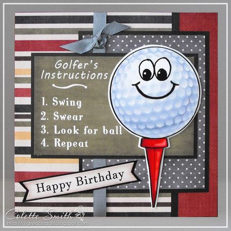 Mens Homemade Birthday Cards, Golf Birthday Card Ideas, Shelf Ornaments, Masculine Cards Handmade, Golf Birthday Cards, Golf Cards, Mens Birthday, Different Person, Male Birthday