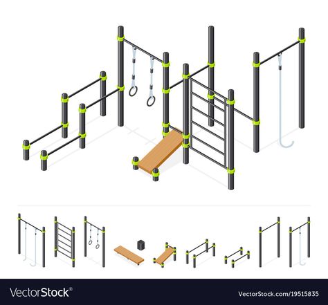 Gym Vector, Calisthenics Gym, Calisthenics Equipment, Homemade Gym Equipment, Outdoor Gym Equipment, Backyard Gym, Gym Bar, Workout Stations, Diy Home Gym