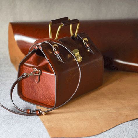 Women Leather Doctors Bag Box Handbags Purse Elegant Leather Travel Bag, Leather Doctor Bag, Leather Purse, Female Leather Doctors Handbag, High-end Leather Satchel Box Bag, Leather-handled Satchel Box Bag For Shopping, High-end Satchel Box Bag With Leather Handles, Brown Leather-handled Satchel Box Bag, Popular Handbags