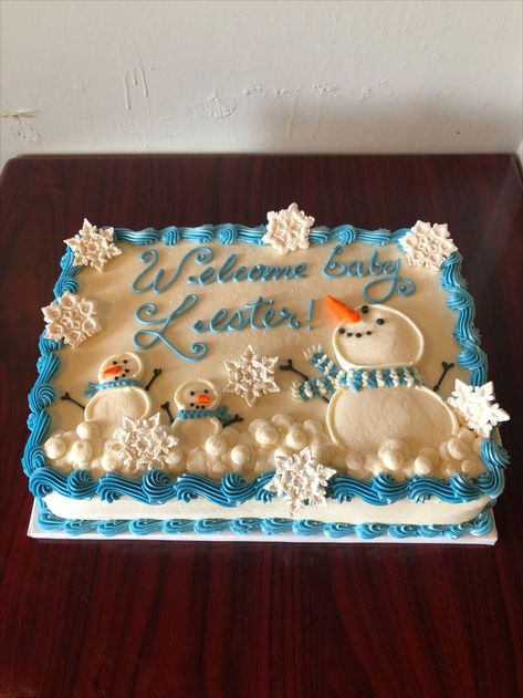 Winter Sheet Cake, Winter Wonderland Baby Shower Cake, Holiday Cake Designs, Birthday Sheet Cake, Holiday Cake Decorating, Cake Winter, Winter Wonderland Cake, Cake Decorating Flowers, Christmas Themed Cake