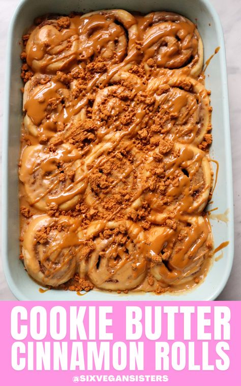 Vegan Cookie Butter, Butter Cinnamon Rolls, Biscoff Recipes, Cinnamon Roll Bread, Fluffy Cinnamon Rolls, Butter Cinnamon, Vegan Cinnamon Rolls, Biscoff Cookie Butter, Vegan Cookie