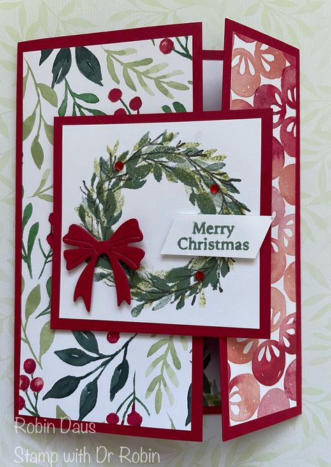 Beautiful Diy Christmas Cards, Square Card Dimensions, Stamping Up Christmas 2024, Cottage Wreaths Stampinup Cards, Craft Group Ideas For Adults, Scrap Christmas Cards, Stampin Up Christmas Cards Handmade, Elegant Christmas Cards Handmade Ideas, Hand Stamped Christmas Cards