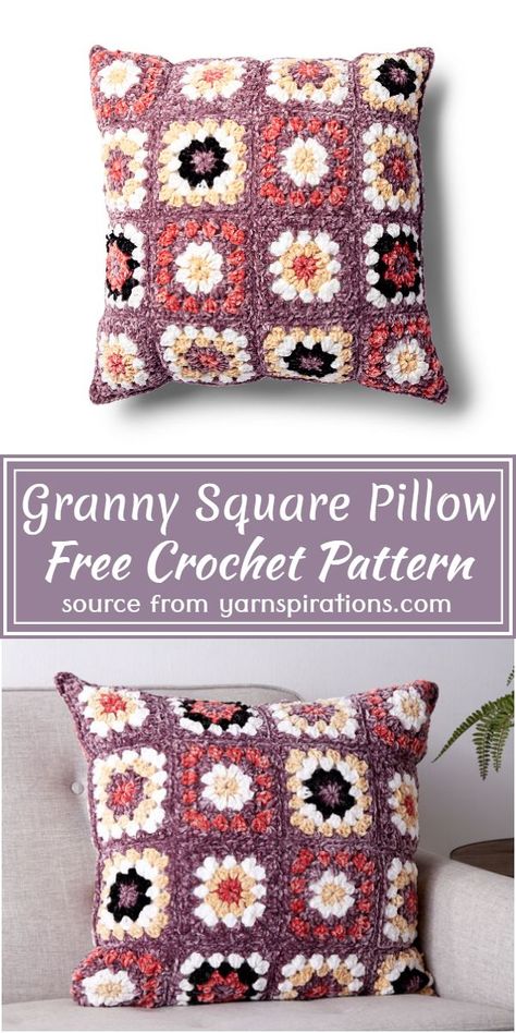 Granny Square Crochet Pattern Pillow, Crochet Granny Square Pillow Pattern, Granny Square Throw Pillow, Granny Square Crochet Pillow Pattern Free, Granny Square Pillows, Crochet Pillow Cover Pattern Free Granny Squares, Granny Square Pillow Cover Free Pattern, Crochet Pillow Cover Granny Square, Granny Square Pillow Pattern Free