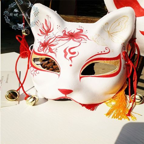 (Y/N) is a pretty girl in a small village one night a terrible nightm… #fanfiction #Fanfiction #amreading #books #wattpad Mascara Anbu, Fox Mask Kitsune, Japanese Fox Mask, Japanese Fox, Red Spider Lily, Kitsune Mask, Unique Masks, Mask Painting, Japanese Mask