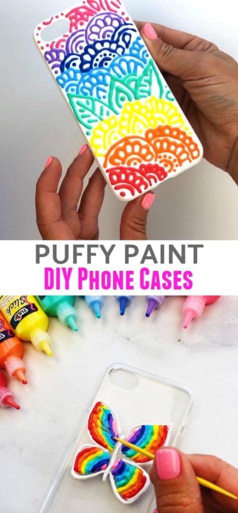 Puffy Paint DIY Phone Cases Puffy Paint Diy, Diy Phone Case Design, Puffy Paint, Diy Art Projects, Baby Diy, Make Happy, Diy Phone, Crafts For Teens, Diy Phone Case