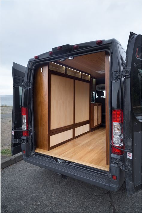 Murphy bed looking in from the back. Foldaway Furniture, Converted Vans, Air Stream, Conversion Van, Van Conversions, Camper Van Conversion Diy, Ram Promaster, Camper Van Conversion, Van Interior