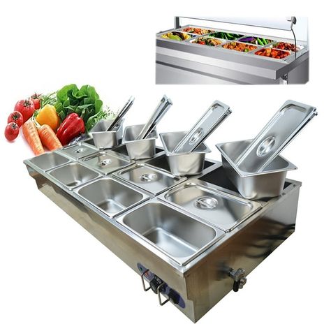 TECHTONGDA Buffet Food Warmer Bain Marie Canteen Steam Heater 12-Pan 4"deep - Walmart.com Silver Buffet, Food Warmer Display, Steam Table, Dish Warmer, Food Truck Ideas, Truck Business, Food Truck Business, Glass Shield, Food Truck Design