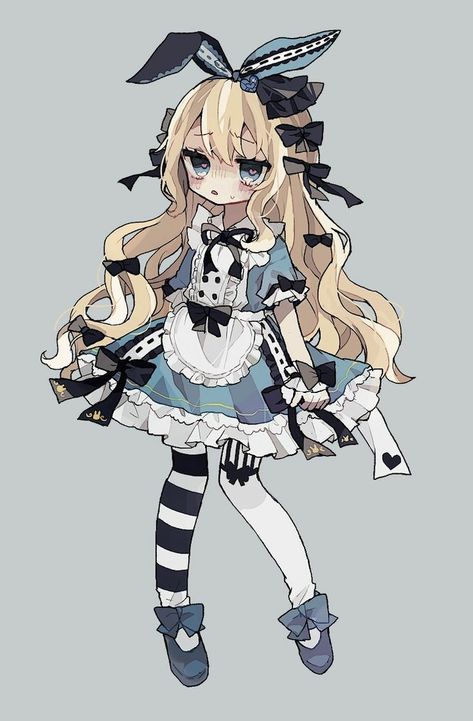 Alice In Wonderland Anime, Alice In Wonderland Fanart, Alice In Wonderland Outfit, Alice In Wonderland Drawings, Anime Drawing, 영감을 주는 캐릭터, Cute Art Styles, Kawaii Drawings, Kawaii Art