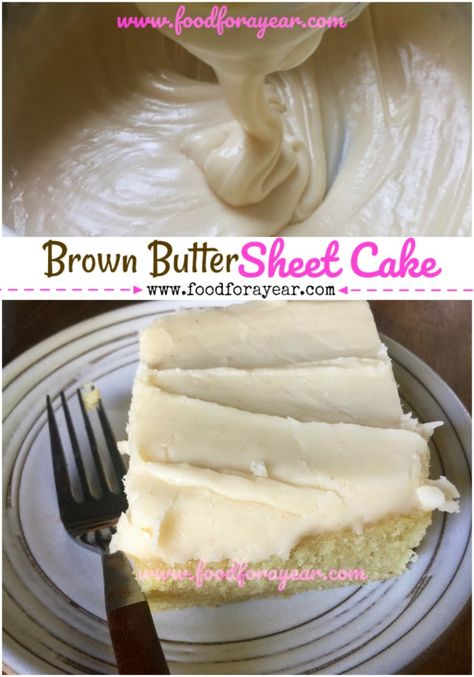 Brown Butter Sheet Cake, Cake Recipes White, Brown Butter Cake Recipe, White Texas Sheet Cake, Cake Sheet, Quick Baking, Buckwheat Cake, Texas Sheet, Souffle Recipes