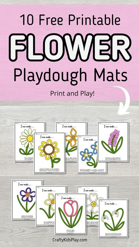 flower playdough mats Flower Playdough, Flower Preschool, Preschool Spring Theme, Best Sensory Bins, Playdough Printables, Preschool Playdough, Easy Crafts For Toddlers, Spring Theme Preschool, Playdoh Mats