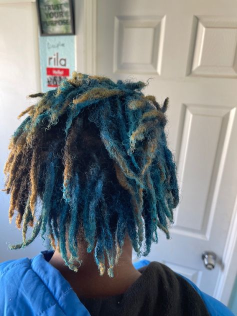 Blue And Blonde Locs, Blue Underdye Hair, Dred Locks, Blue Locs, Loc Colors, Locs Inspiration, Underdye Hair, Colored Locs, Loc Ideas