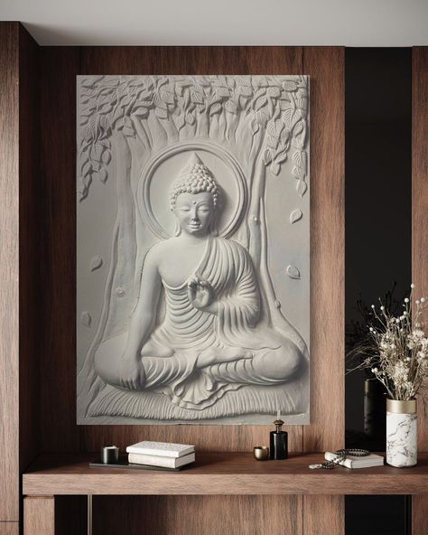 Buy Relief Mural Painting - artociti Buddha Murals Wall Art, Buddha Mural Painting, Buddha Mural, Buddha 3d, Courtyard Houses, Latest Living Room Designs, Buddha Wall Art, Buddha Face, Sitting Buddha