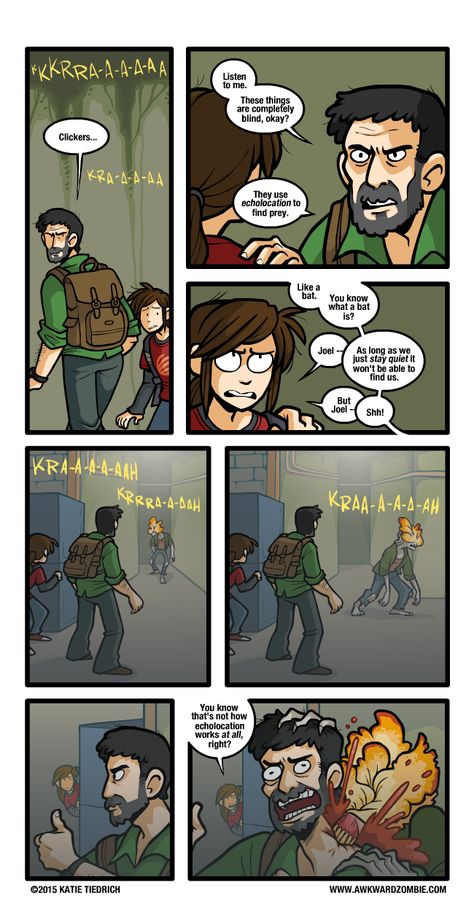 AWKWARD ZOMBIE - A Sound Theory Last Of Us Comic, Clickers The Last Of Us, Awkward Zombie, The Last Of Us2, Funny Comic Strips, Video Game Memes, Gamer Humor, Video Games Funny, Last Of Us