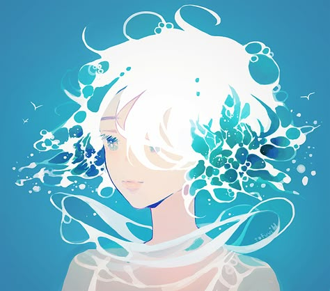 seafoam by vi, he draws sometimes as a hobby, find him on tumblr, user tofuvi 판타지 아트, 영감을 주는 캐릭터, White Hair, 그림 그리기, Pretty Art, Art Blog, Cool Artwork, Animation Art, Cool Drawings