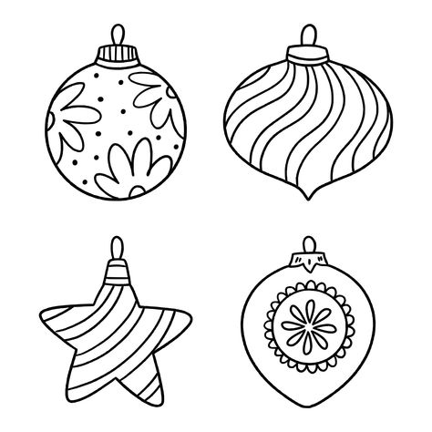 Cute Christmas Doodles, Christmas Ornaments Coloring, Printable Christmas Tree, Christmas Ornament Coloring Page, Printable Christmas Ornaments, Printable Christmas Coloring Pages, How To Make Christmas Tree, Diy Christmas Tree Ornaments, Christmas Doodles