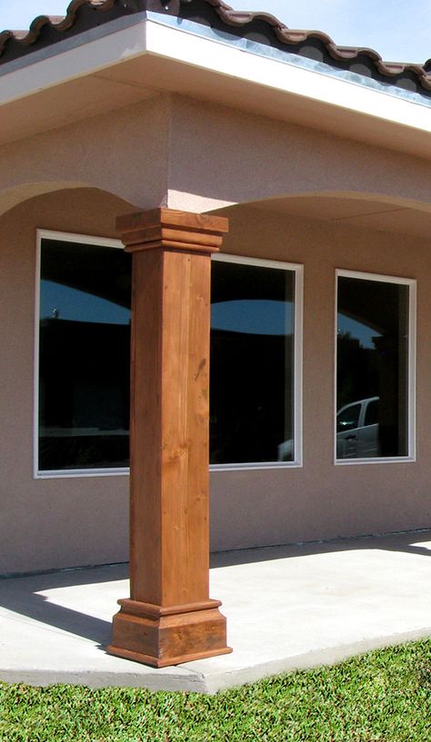 Supporting Pole Covers - La Puerta Originals Wrap Round Columns With Wood, Wood Support Columns, Entryway Columns, Cover Metal Porch Columns Craftsman, Egyptian Pillars Columns, Columns (home), Column Covers, Decorative Columns, Southwestern Home