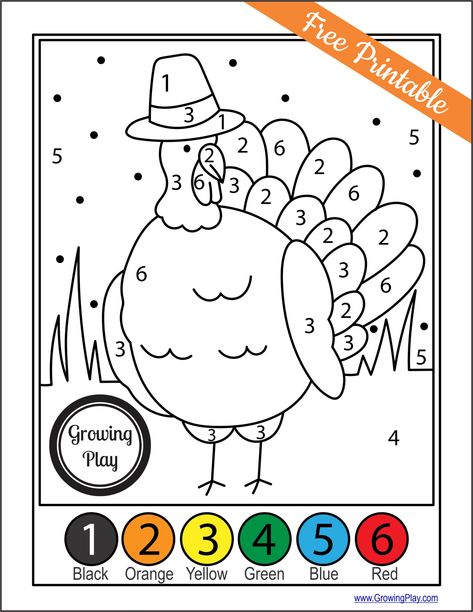 Thanksgiving Color By Number: FREE Printable Fun For Kids - Growing Play Turkey Color By Number, Thanksgiving Worksheets Preschool, Thanksgiving Fun Facts, Thanksgiving Color By Number, Color By Number Addition, Free Thanksgiving Coloring Pages, Thanksgiving Worksheets, Free Thanksgiving Printables, Owl Kids