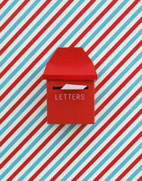 DIY mini post box + mail by upon a fold Post Boxes, Paper Lovers, Post Box, Letter Box, Red Turquoise, Snail Mail, Mailbox, Classroom Ideas, Paper Art